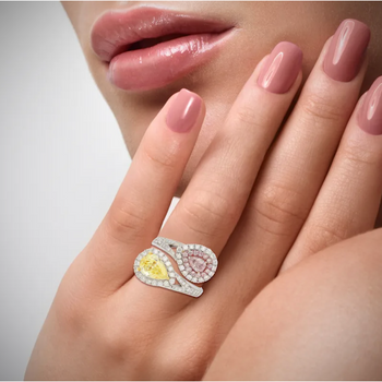 GIA Certified Fancy Intense Yellow & Fancy Light Pink Diamond Toi Et Moi Ring in 18K White Gold – Assay Jewelers