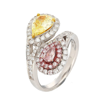 GIA Certified Fancy Intense Yellow & Fancy Light Pink Diamond Toi Et Moi Ring in 18K White Gold – Assay Jewelers