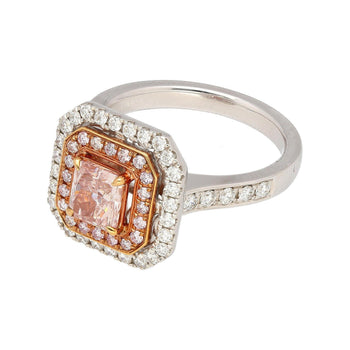GIA Certified Fancy Orangy Pink Diamond Double Halo 18K Gold Ring – Assay Jewelers