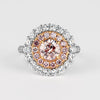 GIA-zertifizierter Fancy Pink 3,1 CTW Diamant Double Halo Ring