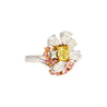 GIA Certified Fancy Yellow Cushion Cut Diamond with Pink and White Diamond Side Stones in Platinum 950 & 18K White Gold