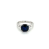 GIA Certified No Heat Blue Sapphire & Trillion Cut Diamond 3-Stone Engagement Ring