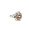 GIA Certified Radiant Cut Fancy Dark Brown Pink Diamond and Diamond Halo Wide Frame Ring in 18K White Gold