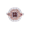 GIA Certified Radiant Cut Fancy Dark Brown Pink Diamond and Diamond Halo Wide Frame Ring in 18K White Gold