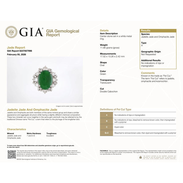 GIA Certified Type A Jadeite Jade & Old Cut Diamond 18K Gold Halo Starburst Ring
