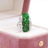 GIA Certified Vintage Carved Jadeite Jade & Diamond Statement Ring