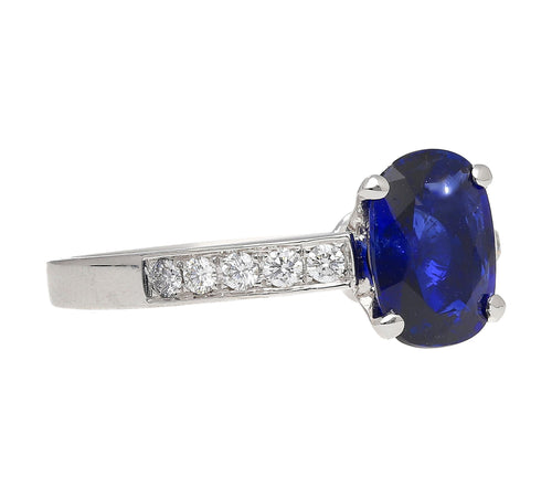 GRS Certified 2.06 Carat Vivid Deep Blue Sapphire & Diamond Ring