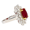 GRS Certified 5.09 Carat Oval Burma Ruby & Diamond Halo Cluster Ring