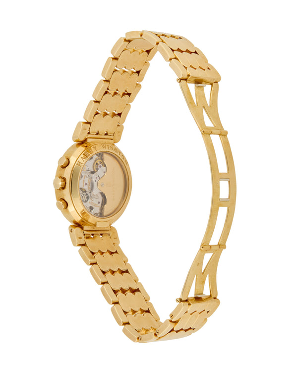 Harry Winston Premier Chronograph 18K Yellow Gold Navy Dial Mens Luxury Watch