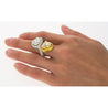 Heart Cut 5.79 & 5.73 Carat Fancy Yellow & White Diamond Toi Et Moi 18K Gold Ring