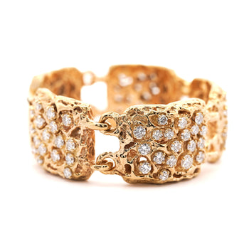 Heavy Vintage Diamond 5-Link 14K Gold Nugget Bracelet – Assay Jewelers