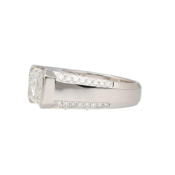 IGI Certified 5.5 Carat Radiant Cut Lab Diamond Half Bezel East-West Unisex Ring