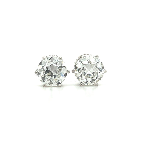 IGI Certified 6.06 Carat Total Old European Cut CVD Lab Grown Diamond 6-prong Stud Earring