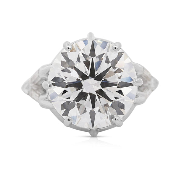 IGI Certified 9.54 Carat G/VS1 Lab Grown Diamond Vintage Platinum Ring