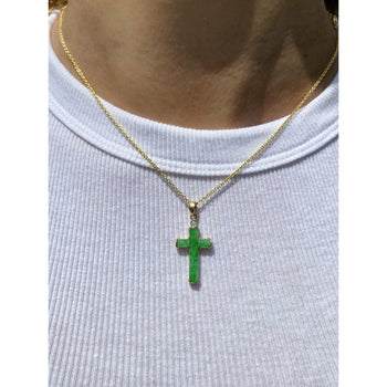 Jade Cross Pendant in 18k Solid Gold – Assay Jewelers
