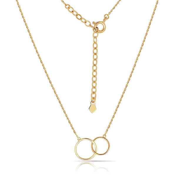 Locking Double Circle 14K Solid Gold Chain Necklace