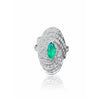 Marquise Cut Emerald and Diamond Dome Ring