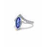 Marquise Cut Tanzanite Curved Ring in 18k White Gold