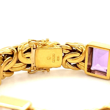 Multi Gem Byzantine Chain Bracelet and Necklace Set in 18k Gold – Assay Jewelers