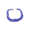 Multi-Strand Blue Tanzanite Beads & Round Cut Diamond Necklace in 18K White Gold