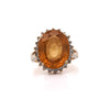 Natural 11.03 Carat Oval Spessartine Garnet Diamond Halo 14K Yellow Gold Ring