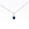 Natural 1.20 Carat Oval-Cut Blue Sapphire and Diamond Halo Pendant Necklace