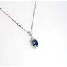 Natural 1.20 Carat Oval-Cut Blue Sapphire and Diamond Halo Pendant Necklace