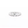 Natural 1.30 Carat Round-Brilliant Diamond Three Stone Ring in 14K White Gold