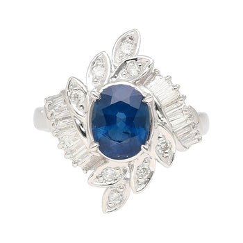 Natural 1.52 Carat Oval Blue Sapphire and Diamond Platinum Floral Ring – Assay Jewelers