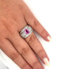 Natural 2 Carat Oval Cut Pink Sapphire with Diamond Cluster Dome Ring