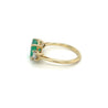 Natural 2.05 Carat Colombian Emerald and Diamond Three-Stone Thin Band Ring in 14K Yellow Gold