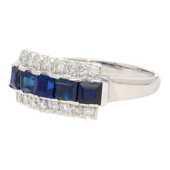 Natural 2.28 Carat Blue Sapphire & Diamond Cluster 5 Stone Platinum Ring – Assay Jewelers