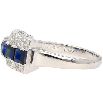 Natural 2.28 Carat Blue Sapphire & Diamond Cluster 5 Stone Platinum Ring – Assay Jewelers