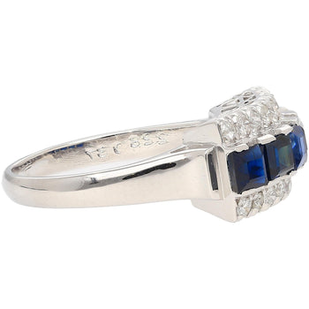 Natural 2.28 Carat Blue Sapphire & Diamond Cluster 5 Stone Platinum Ring – Assay Jewelers