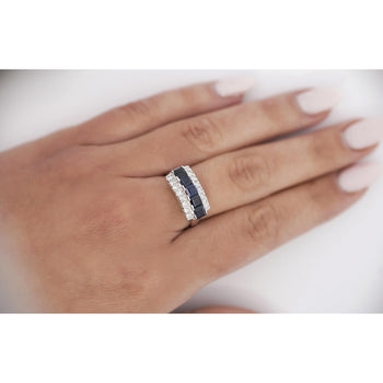 Natural 2.28 Carat Blue Sapphire & Diamond Cluster 5 Stone Platinum Ring – Assay Jewelers
