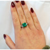 Natural 3.76 Carat Colombian Emerald and Trillion Cut Diamond 3-Stone Ring in 18K Gold