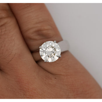 Natural 4.07 Carat H/SI1 Round Diamond Solitaire Wide Shank Ring In Platinum – Assay Jewelers