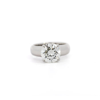 Natural 4.07 Carat H/SI1 Round Diamond Solitaire Wide Shank Ring In Platinum – Assay Jewelers