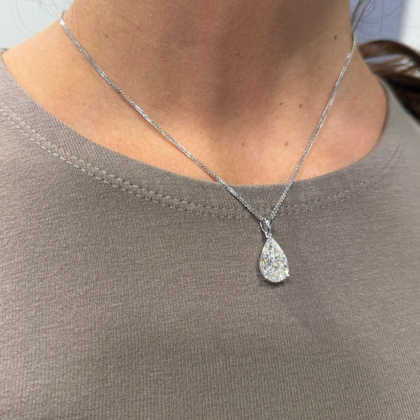 Natural 5.02 Carat Pear Cut Diamond G/SI2 Solitaire Pendant Necklace