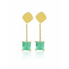 Natural Colombian Emerald Square cut drop Earrings in 18k solid gold