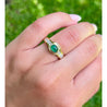 Natural Emerald Bezel Set Cabochon Cut Ring With Princess Cut Diamonds in 18K Yellow Gold