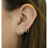 Natural Emerald Huggie Earrings in 14K Yellow Gold