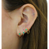 Natural Emerald Multi Placement Huggie Earrings In 14K White Gold