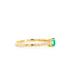 Natural Emerald Square Cut Thin Ribbed Band Stacking Ring in 18K Yellow Gold