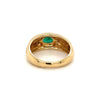 Natural Emerald and Diamond Gold Bezel Set Unisex Ring in 14K Gold