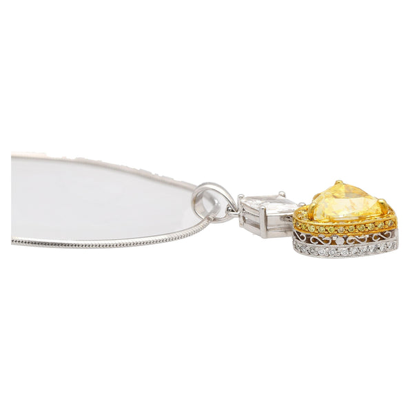 Natural GIA Certified 2.02 Carat Fancy Yellow Diamond Heart Platinum Necklace