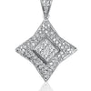Natural Princess Cut White Gold Diamond Star Necklace in 18k White Gold