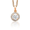 Natural Round Diamond Halo Pendant in 18k Rose Gold