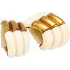 Natural White Agate Clip On Retro Earrings in 18K Yellow Gold