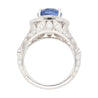 No Heat 4.79 Carat Blue Ceylon Sapphire with Diamonds in 18K Gold Ring